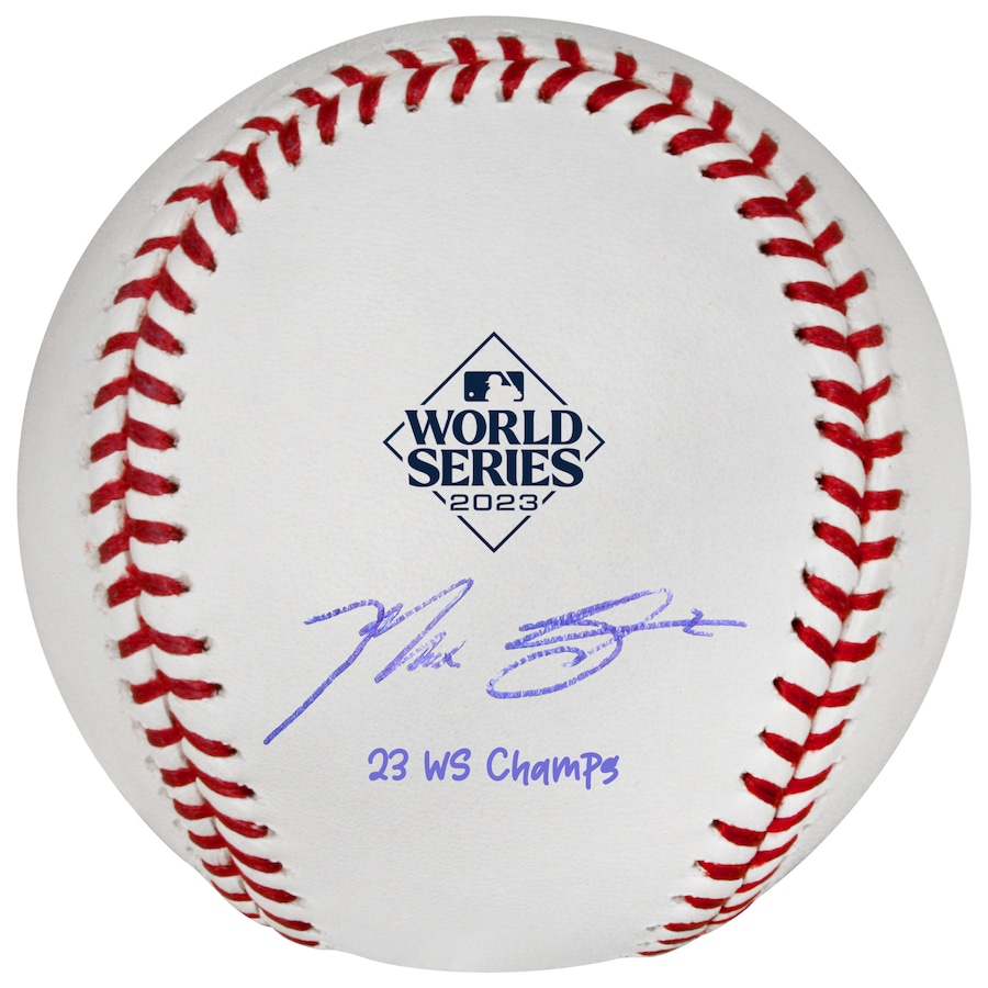 Max Scherzer Texas Rangers Autographed Fanatics Authentic 2023 World Series Champions Logo Rawlings Baseball with 