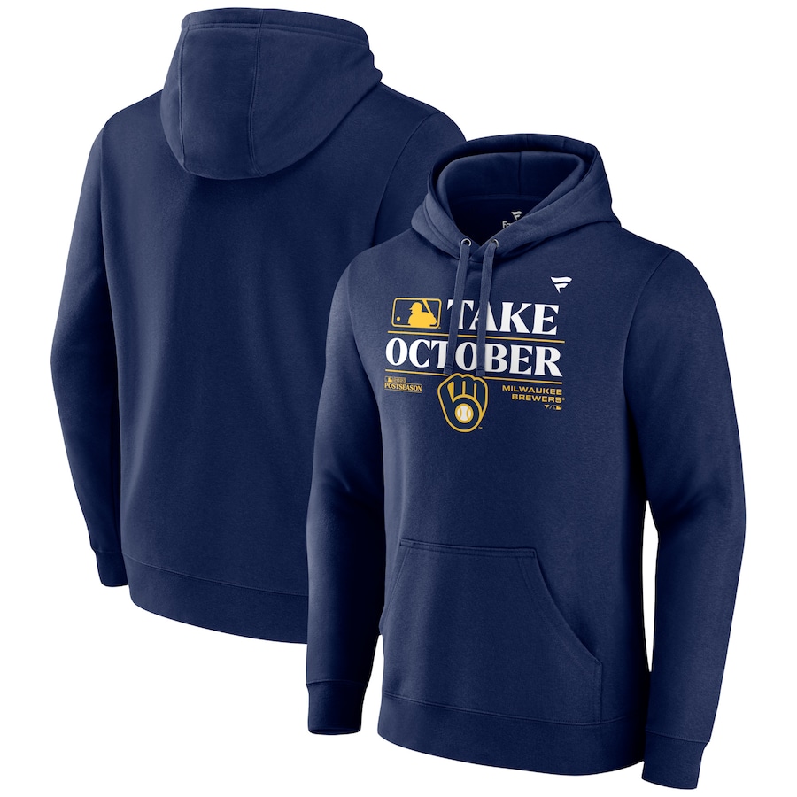  Milwaukee Brewers Fanatics Branded 2023 Postseason Locker Room Pullover Hoodie - Navy