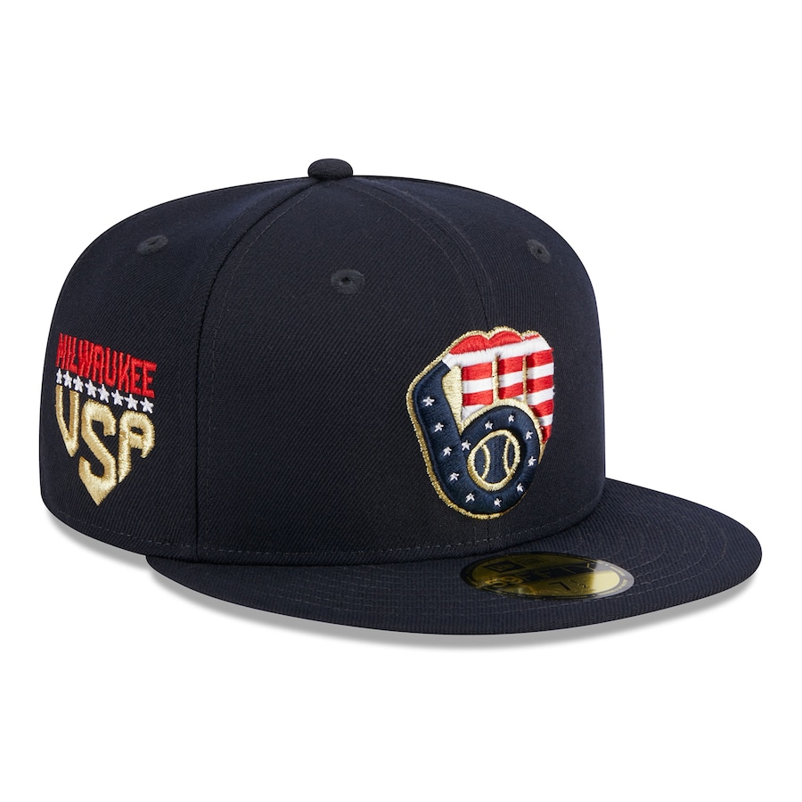  Milwaukee Brewers New Era 2023 Fourth of July 59FIFTY Fitted Hat - Navy