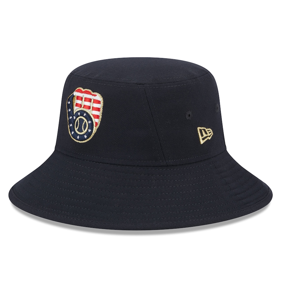  Milwaukee Brewers New Era 2023 Fourth of July Bucket Hat - Navy