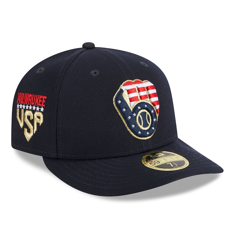  Milwaukee Brewers New Era 2023 Fourth of July Low Profile 59FIFTY Fitted Hat - Navy