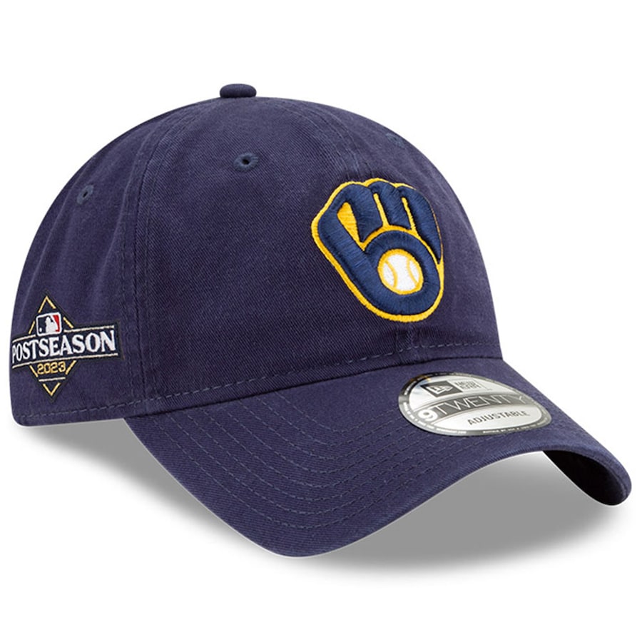  Milwaukee Brewers New Era 2023 Postseason 9TWENTY Adjustable Hat - Navy