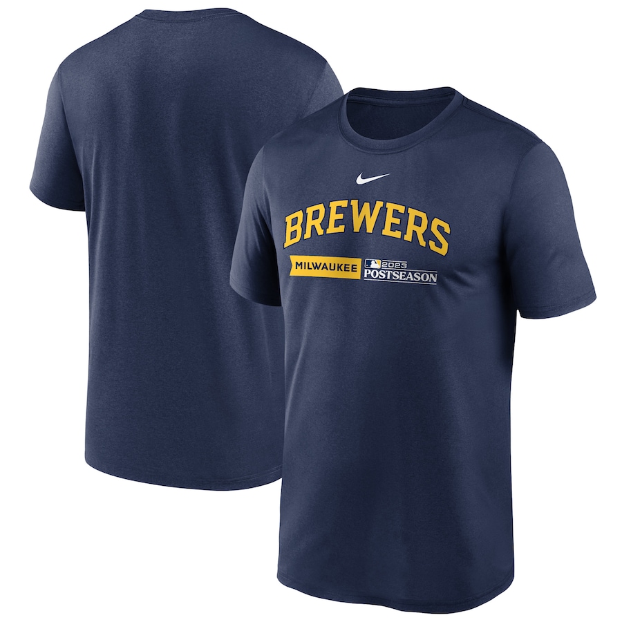  Milwaukee Brewers Nike 2023 Postseason Authentic Collection Dugout T-Shirt - Navy