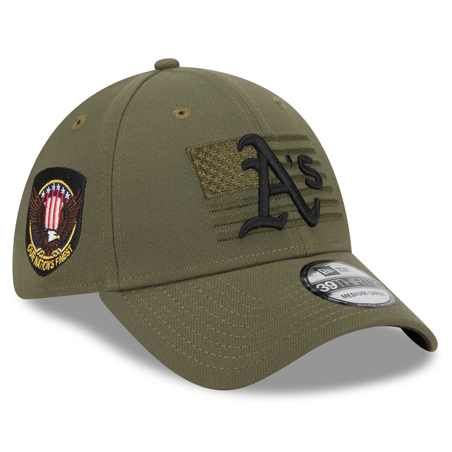  Oakland Athletics New Era 2023 Armed Forces Day 39THIRTY Flex Hat - Green