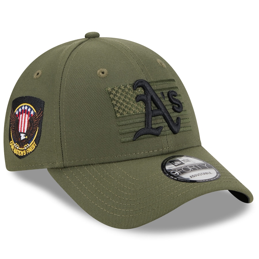  Oakland Athletics New Era 2023 Armed Forces Day 9FORTY Adjustable Hat - Green