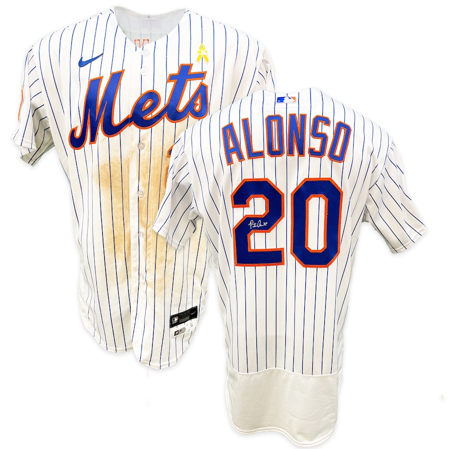 Pete Alonso New York Mets Autographed Game-Used #20 White Pinstripe Jersey vs. Seattle Mariners on September 3, 2023