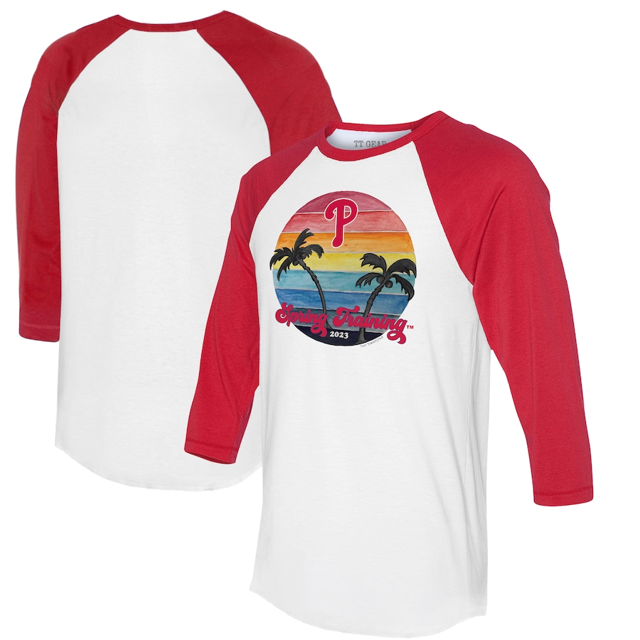 Philadelphia Phillies Tiny Turnip Women's 2023 Spring Training 3-4-Sleeve Raglan T-Shirt - White-Red