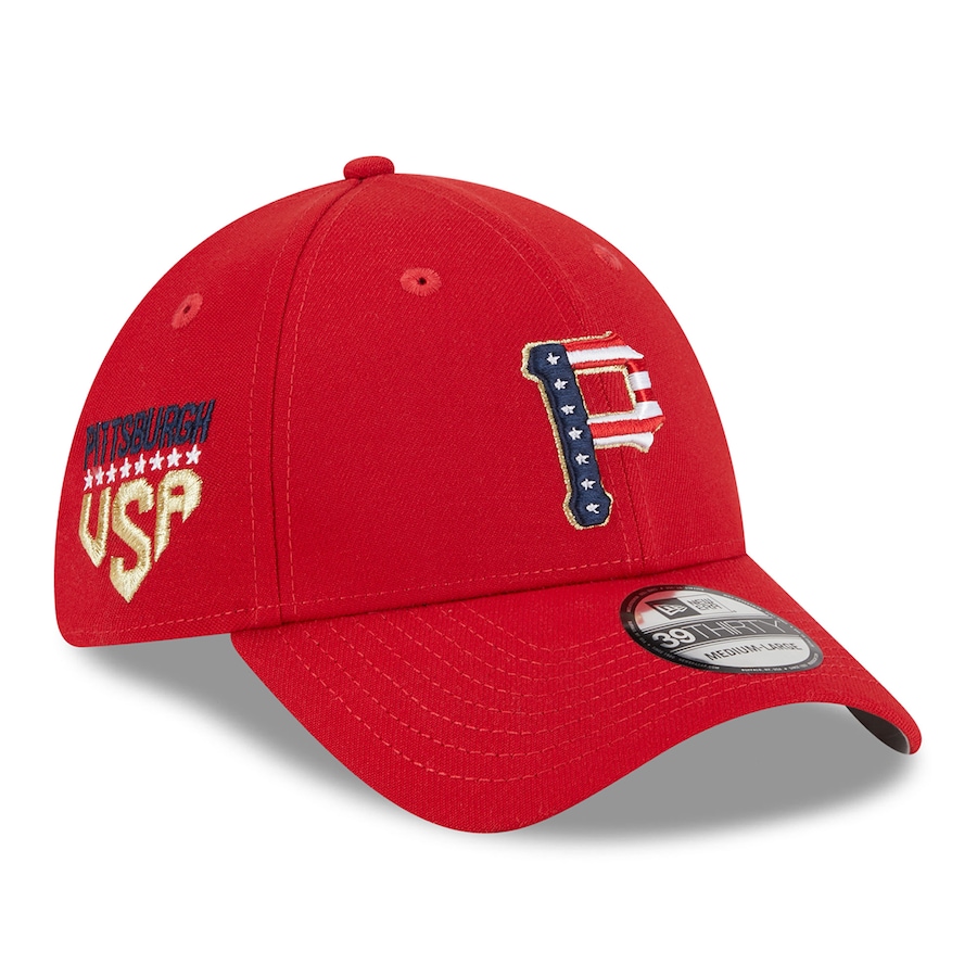  Pittsburgh Pirates New Era 2023 Fourth of July 39THIRTY Flex Fit Hat - Red