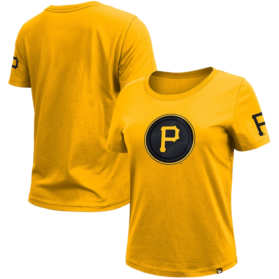  Pittsburgh Pirates New Era Women's 2023 City Connect Cap Logo T-Shirt - Gold