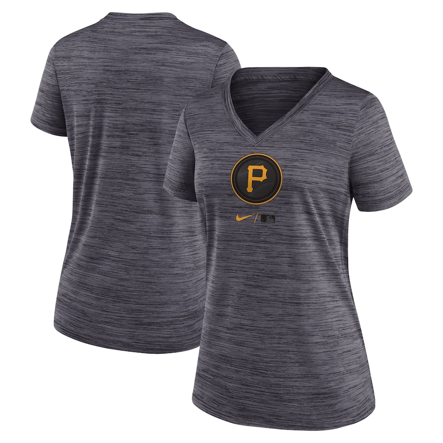  Pittsburgh Pirates Nike Women's 2023 City Connect Velocity Practice Performance V-Neck T-Shirt - Black