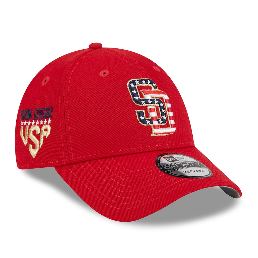  San Diego Padres New Era 2023 Fourth of July 9FORTY Adjustable Hat - Red