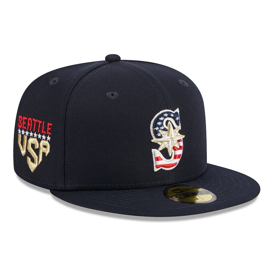  Seattle Mariners New Era 2023 Fourth of July 59FIFTY Fitted Hat - Navy