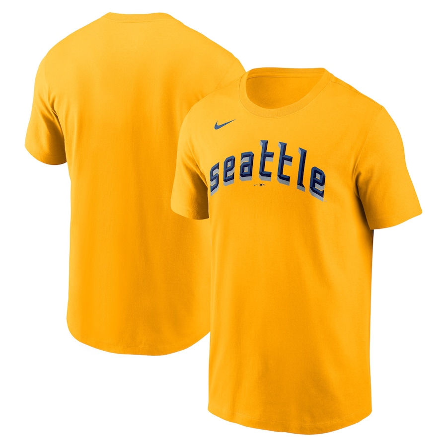  Seattle Mariners Nike 2023 City Connect Wordmark T-Shirt - Gold