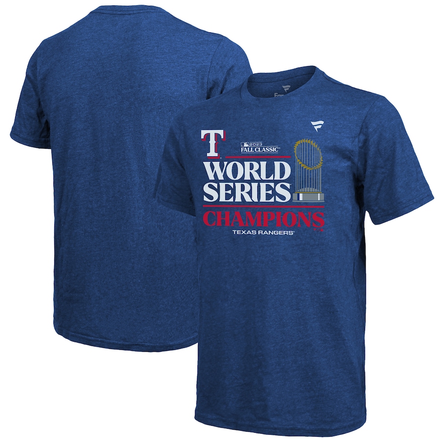 Texas Rangers Fanatics Branded 2023 World Series Champions Locker Room Tri-Blend T-Shirt - Royal