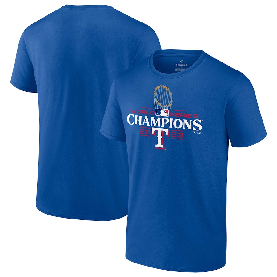 Texas Rangers Fanatics Branded 2023 World Series Champions Official Logo T-Shirt - Royal