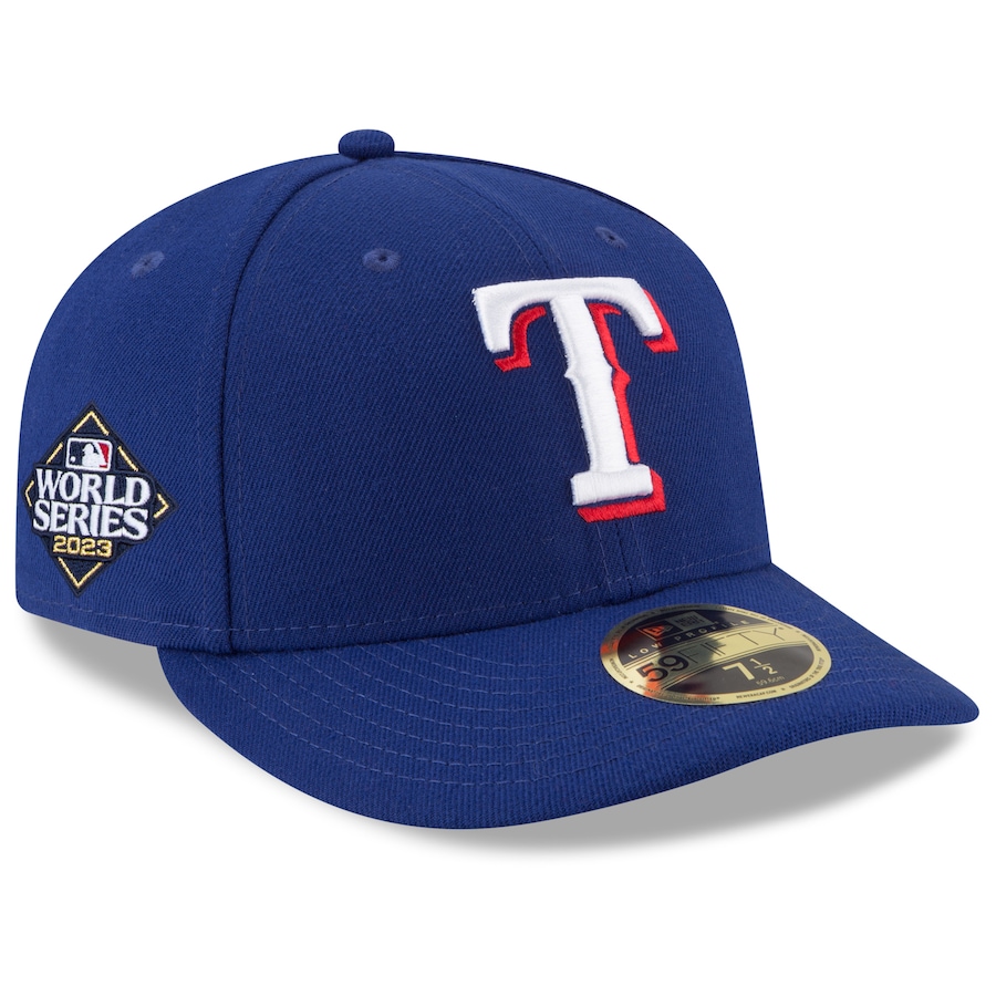  Texas Rangers New Era 2023 World Series Side Patch Low Profile 59FIFTY Fitted Hat - Royal