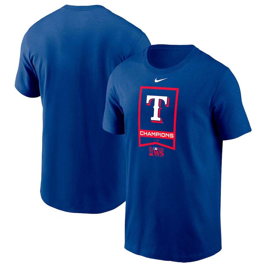 Texas Rangers Nike 2023 World Series Champions Banner T-Shirt - Royal