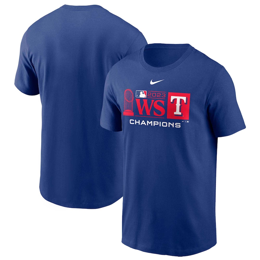 Texas Rangers Nike 2023 World Series Champions Trophy Lock Up T-Shirt - Royal