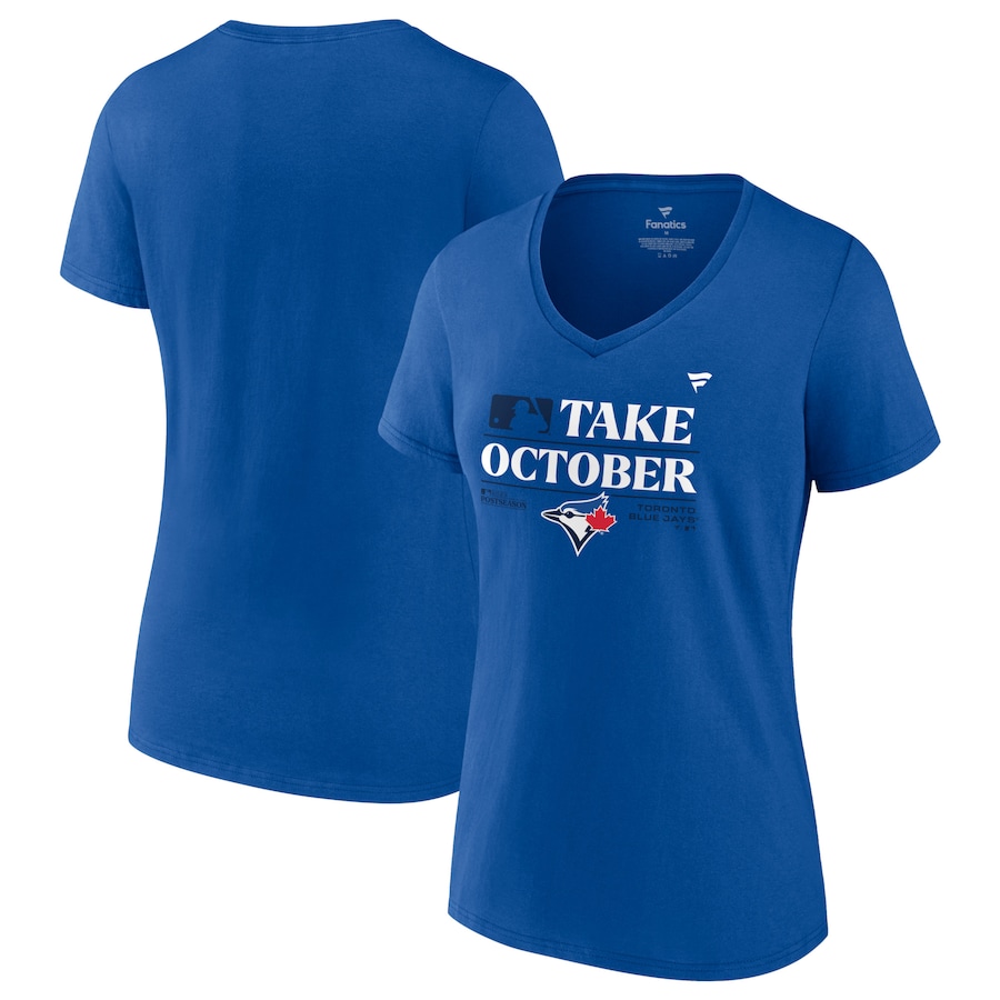  Toronto Blue Jays Fanatics Branded Women's 2023 Postseason Locker Room V-Neck T-Shirt - Royal