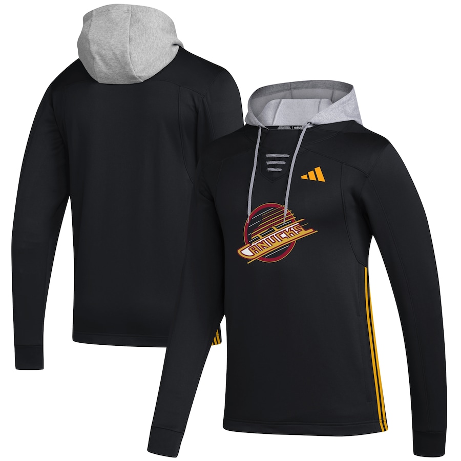 Vancouver Canucks adidas Refresh Skate Lace AEROREADY Pullover Hoodie - Black