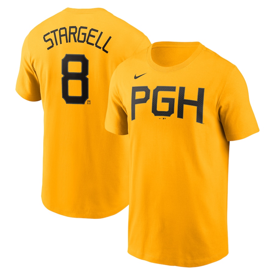 Willie Stargell Pittsburgh Pirates Nike 2023 City Connect Name & Number T-Shirt - Gold