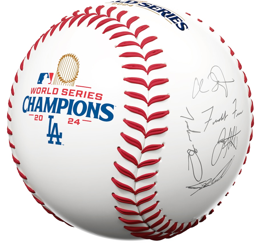 Los Angeles Dodgers Facsimile Signature Fanatics Authentic 2024 World Series Champions Rawlings Replica Baseball