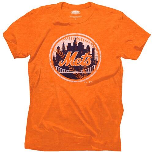 Majestic Threads New York Mets Primary Logo Tri-Blend T-Shirt - Orange