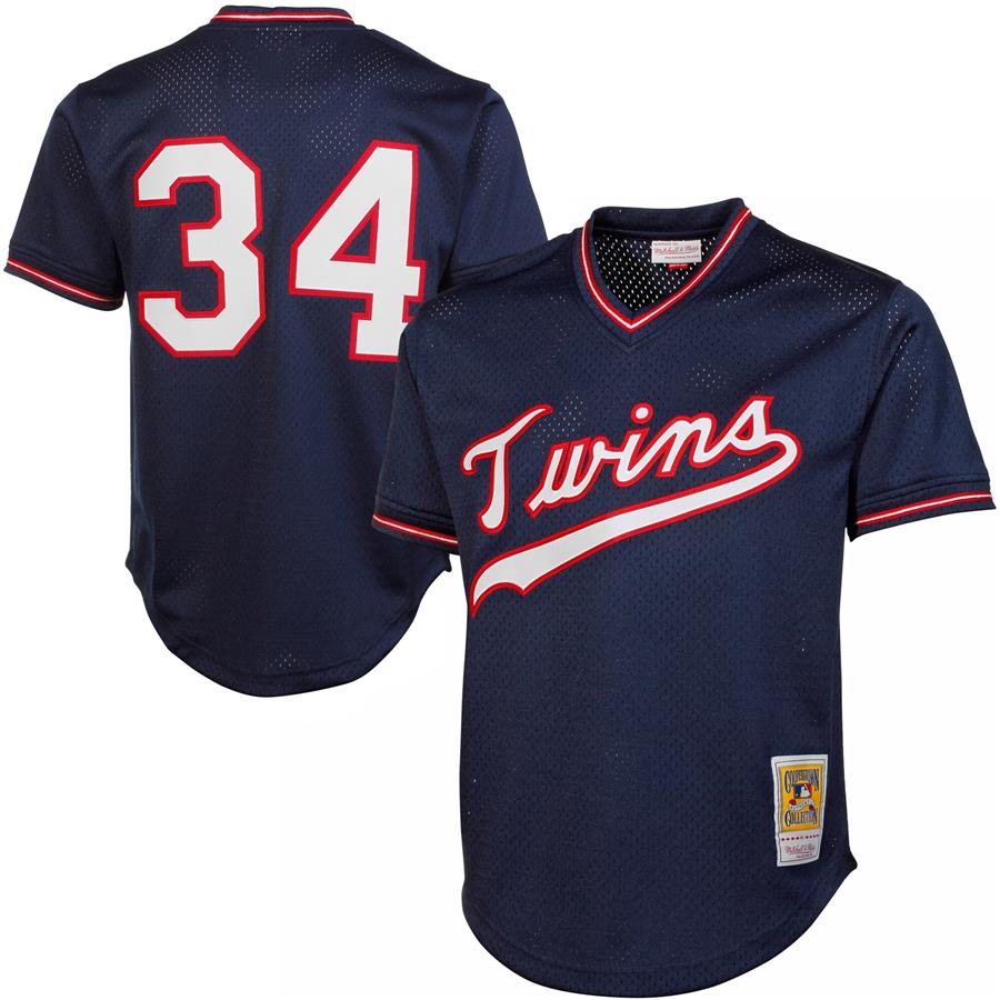 Джерси Kirby Puckett Minnesota Twins Mitchell & Ness 1985 Authentic Cooperstown Collection Mesh Batting Practice (тёмно-синий)