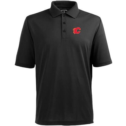 Calgary Flames Antigua Pique Xtra-Lite Polo - Black
