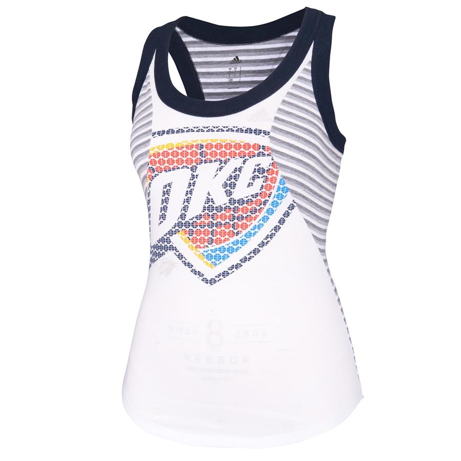 Oklahoma City Thunder adidas Women's Racer Stripe Tank - White