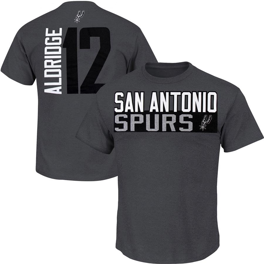 LaMarcus Aldridge San Antonio Spurs Majestic Vertical Name & Number T-Shirt - Heather Gray