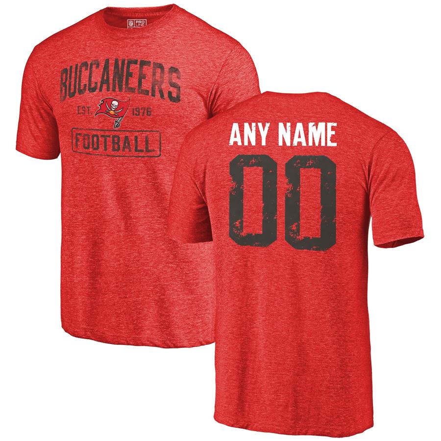 Tampa Bay Buccaneers NFL Pro Line by Fanatics Branded Distressed Personalized Tri-Blend T-Shirt - Red