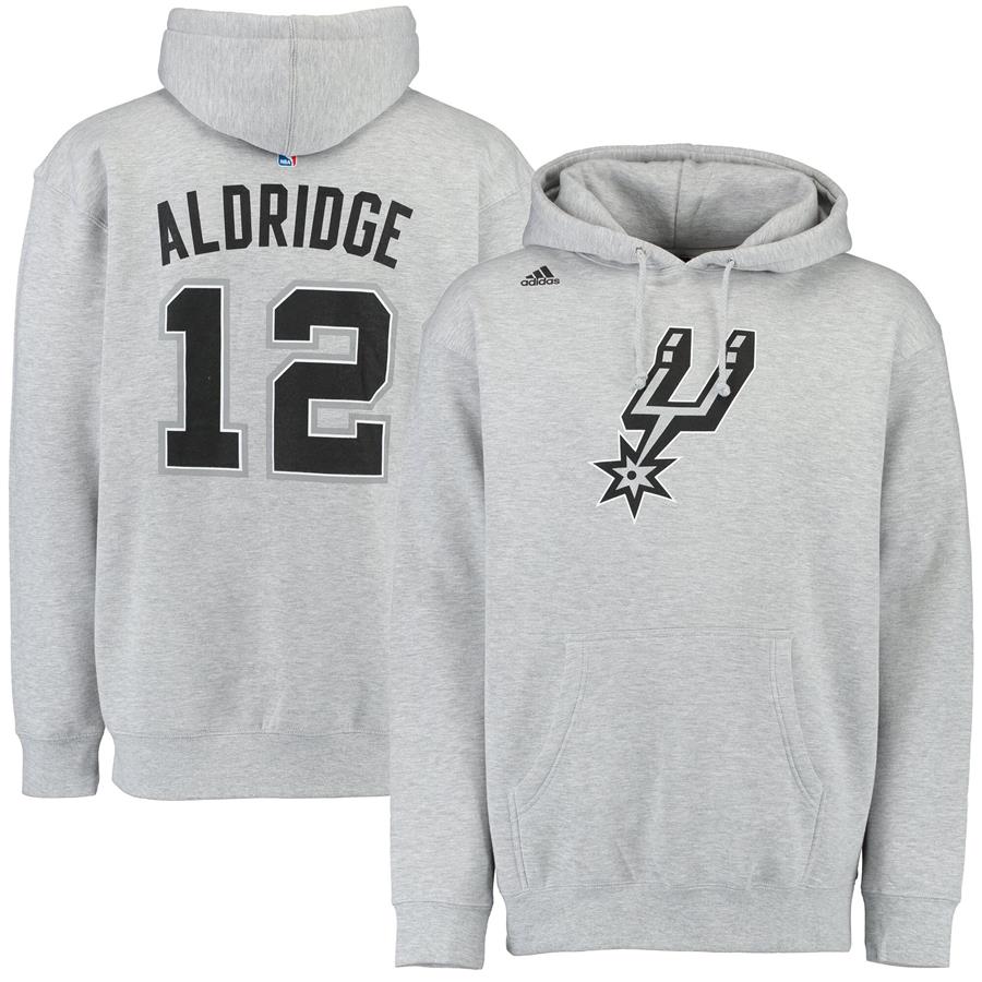 LaMarcus Aldridge San Antonio Spurs adidas Name & Number Pullover Hoodie - Gray