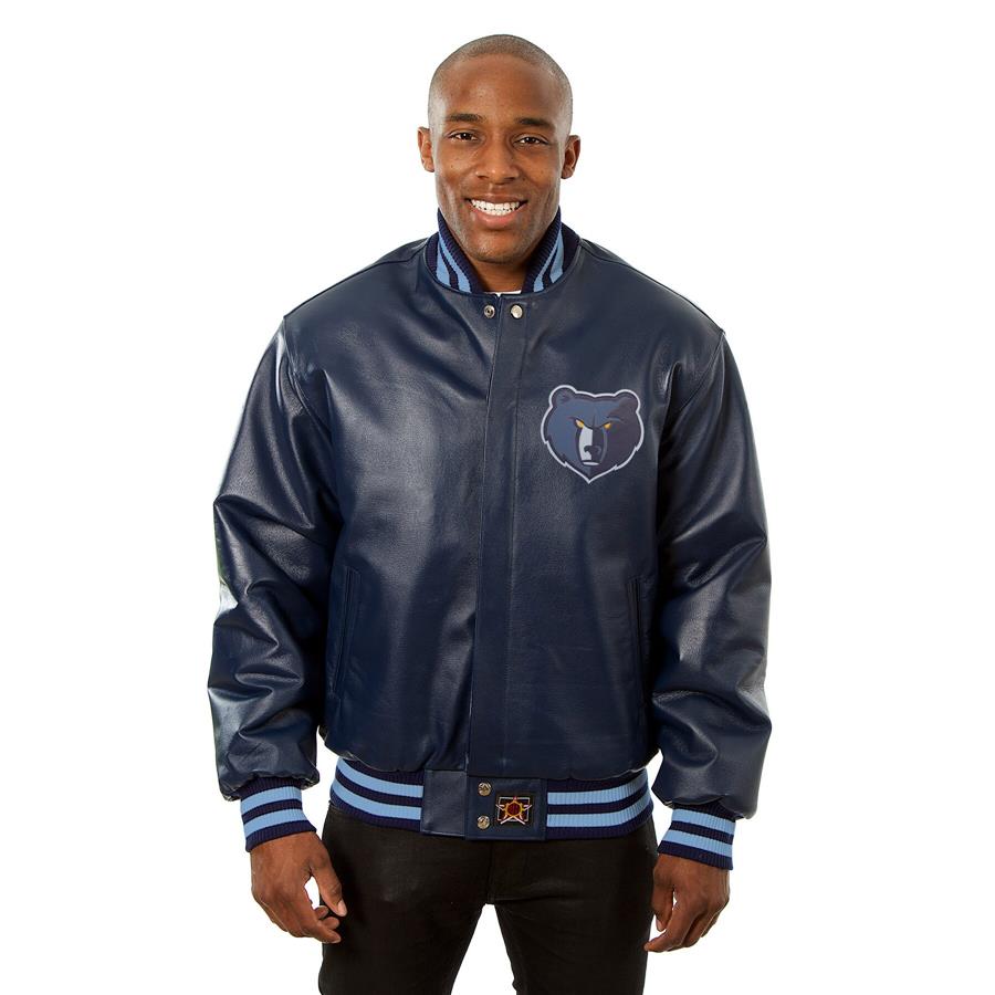 Memphis Grizzlies JH Design Domestic Team Color Leather Jacket - Navy