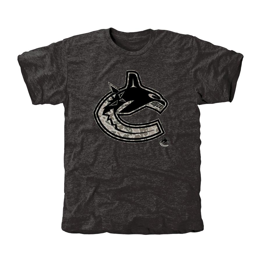 Men's Vancouver Canucks Black Rink Warrior Tri-Blend T-Shirt