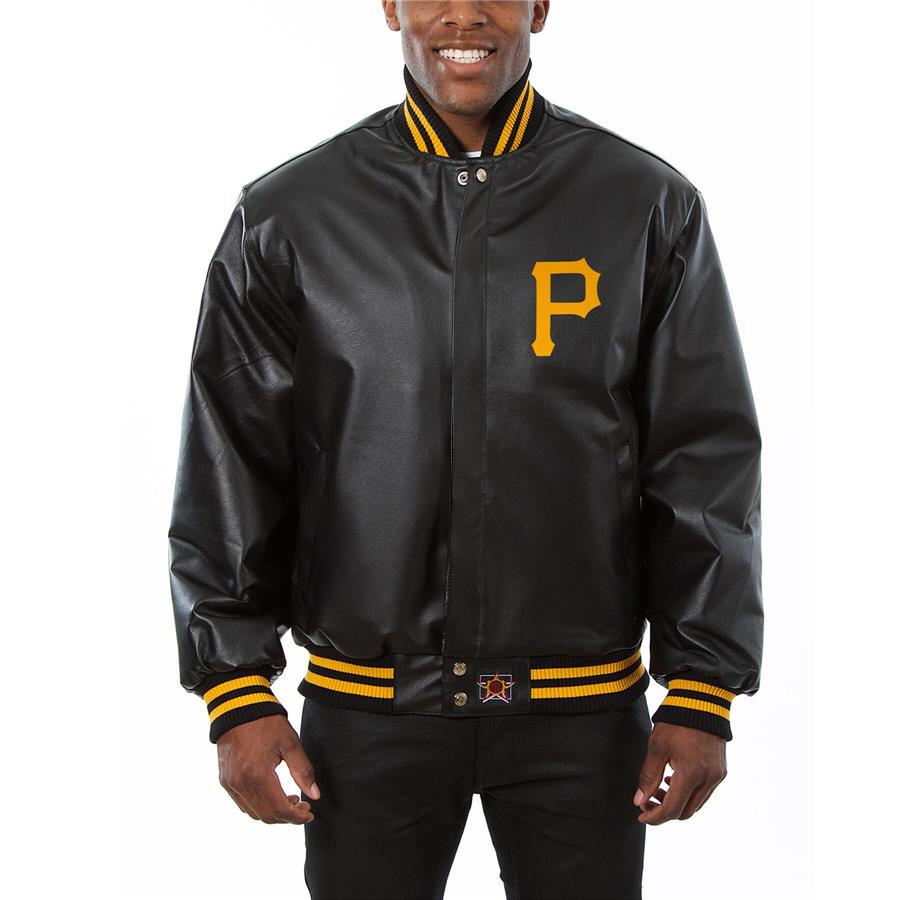 Pittsburgh Pirates JH Design Team Color Leather Jacket - Black