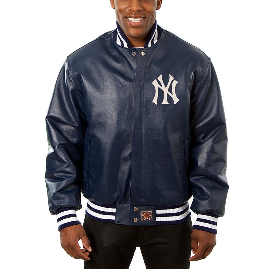 Куртка New York Yankees JH Design Team Color Leather (тёмно-синий)