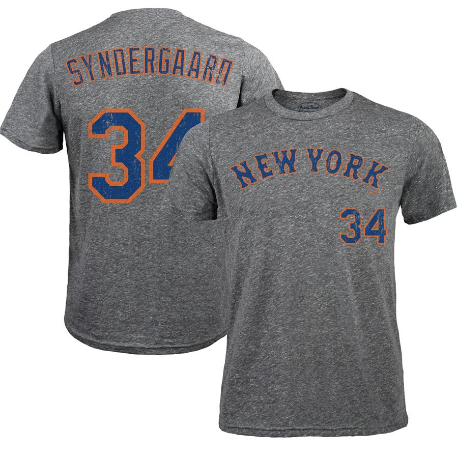 Noah Syndergaard New York Mets Majestic Threads Premium Tri-Blend Name & Number T-Shirt - Gray