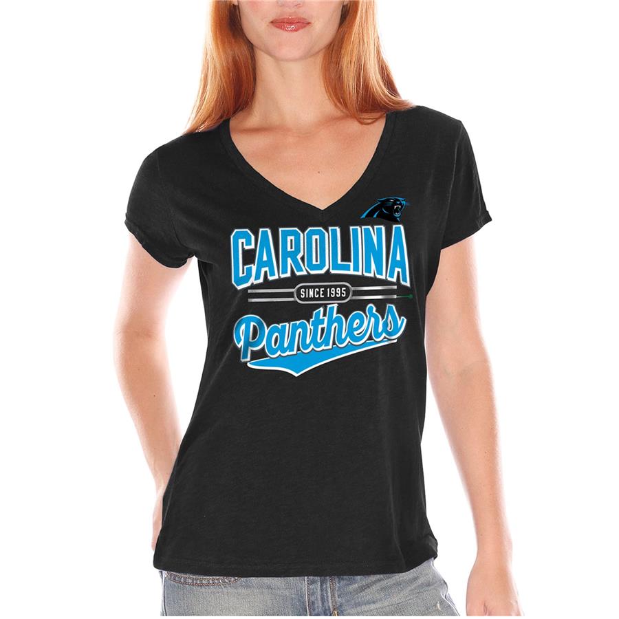 Carolina Panthers G-III 4Her by Carl Banks Women's G34Her Fair Catch V-Neck T-Shirt - Black