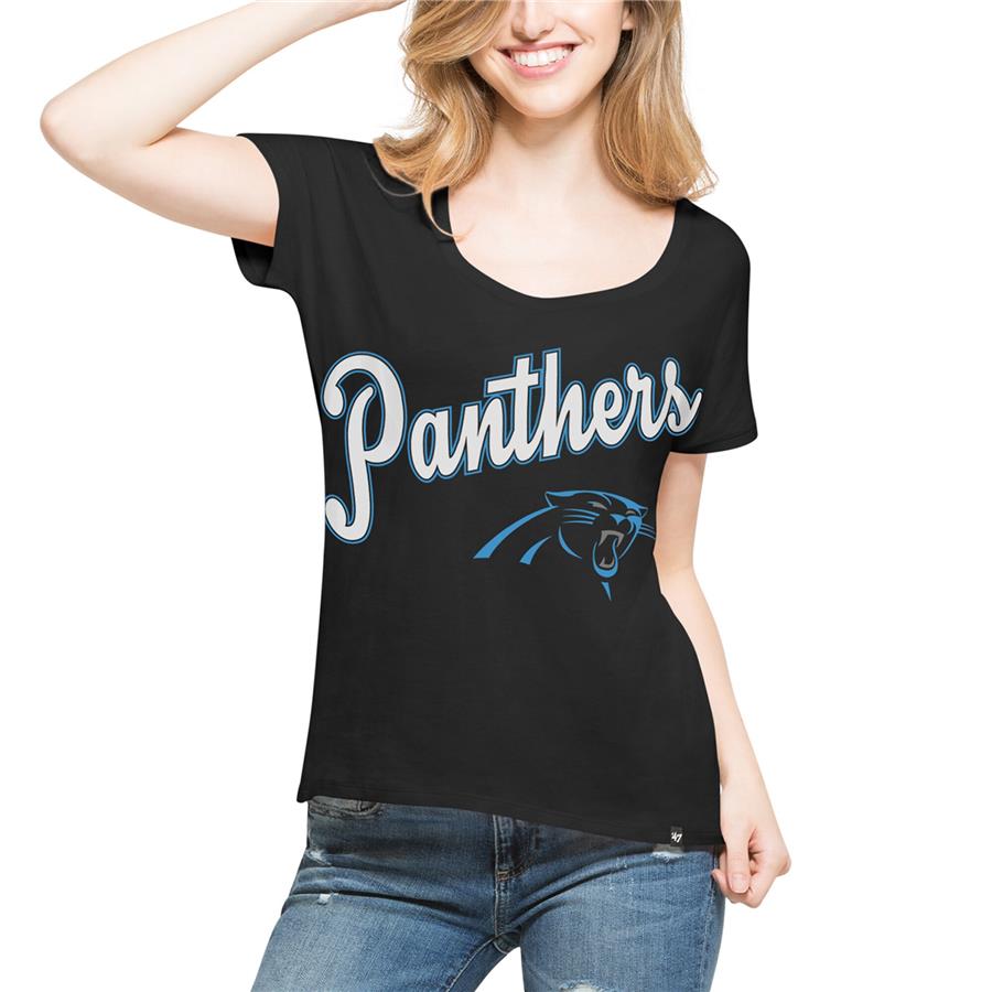 Carolina Panthers '47 Women's Flair Roundoff T-Shirt - Black