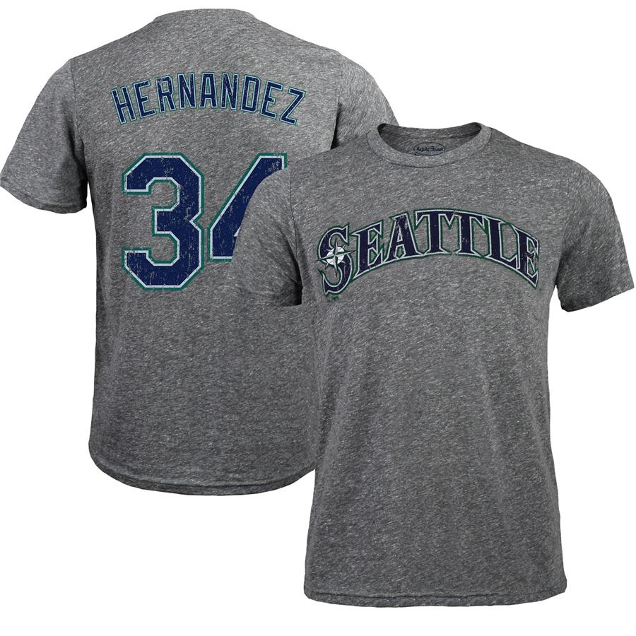 Felix Hernandez Seattle Mariners Majestic Threads Premium Tri-Blend Name & Number T-Shirt - Gray