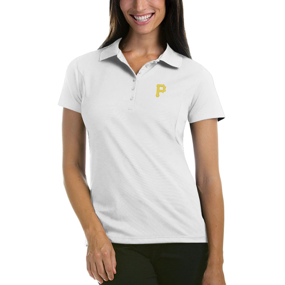 Pittsburgh Pirates Antigua Women's Pique Xtra-Lite Polo - White