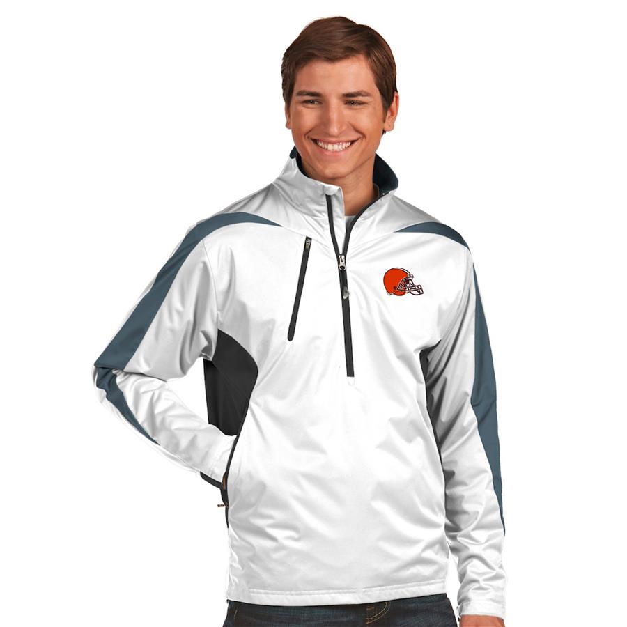 Cleveland Browns Antigua Discover Desert Dry Xtra-Lite Half-Zip Jacket - White