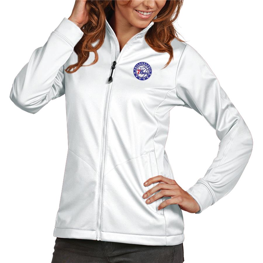 Philadelphia 76ers Antigua Women's Golf Full-Zip Jacket - White