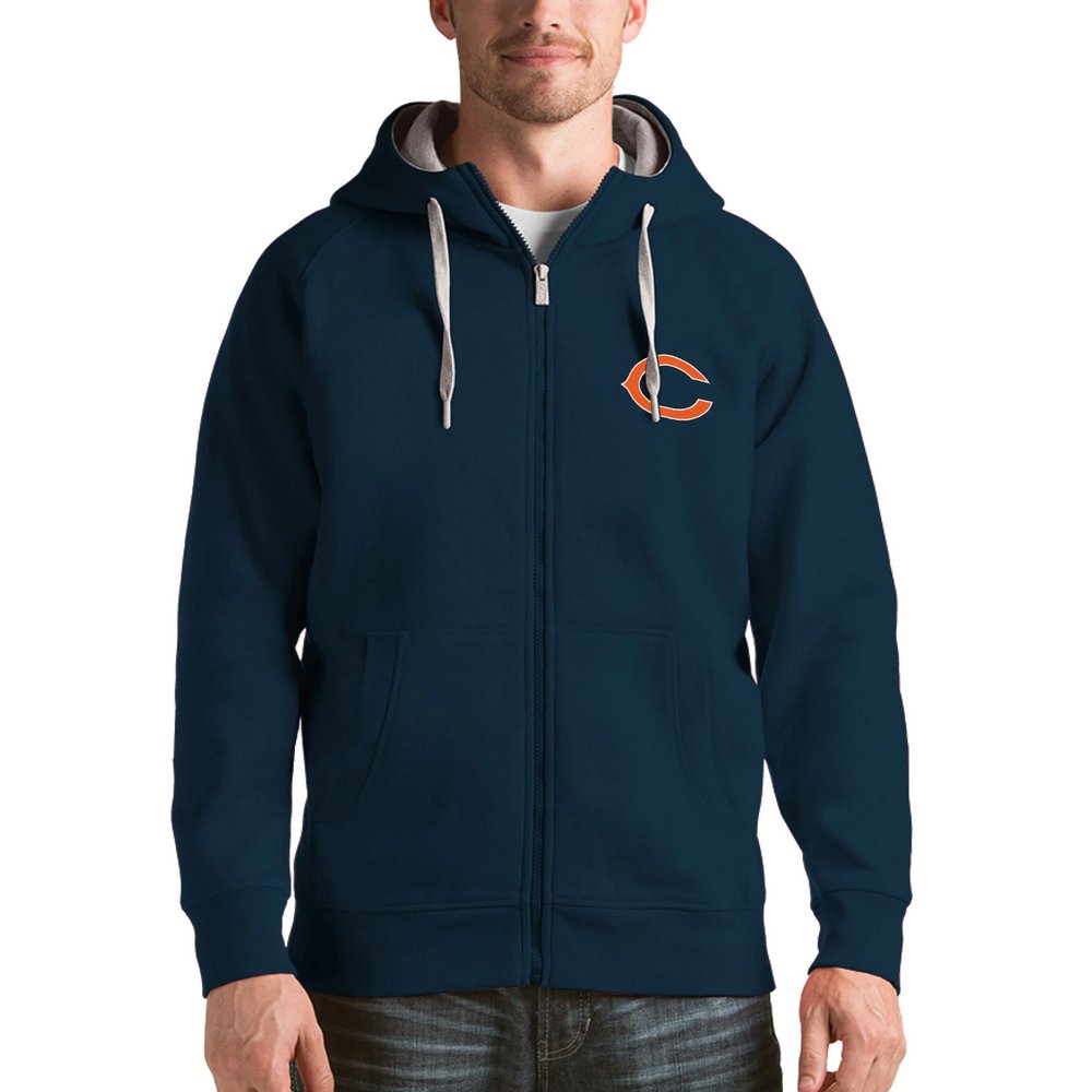 Chicago Bears Antigua Victory Full-Zip Hoodie - Navy