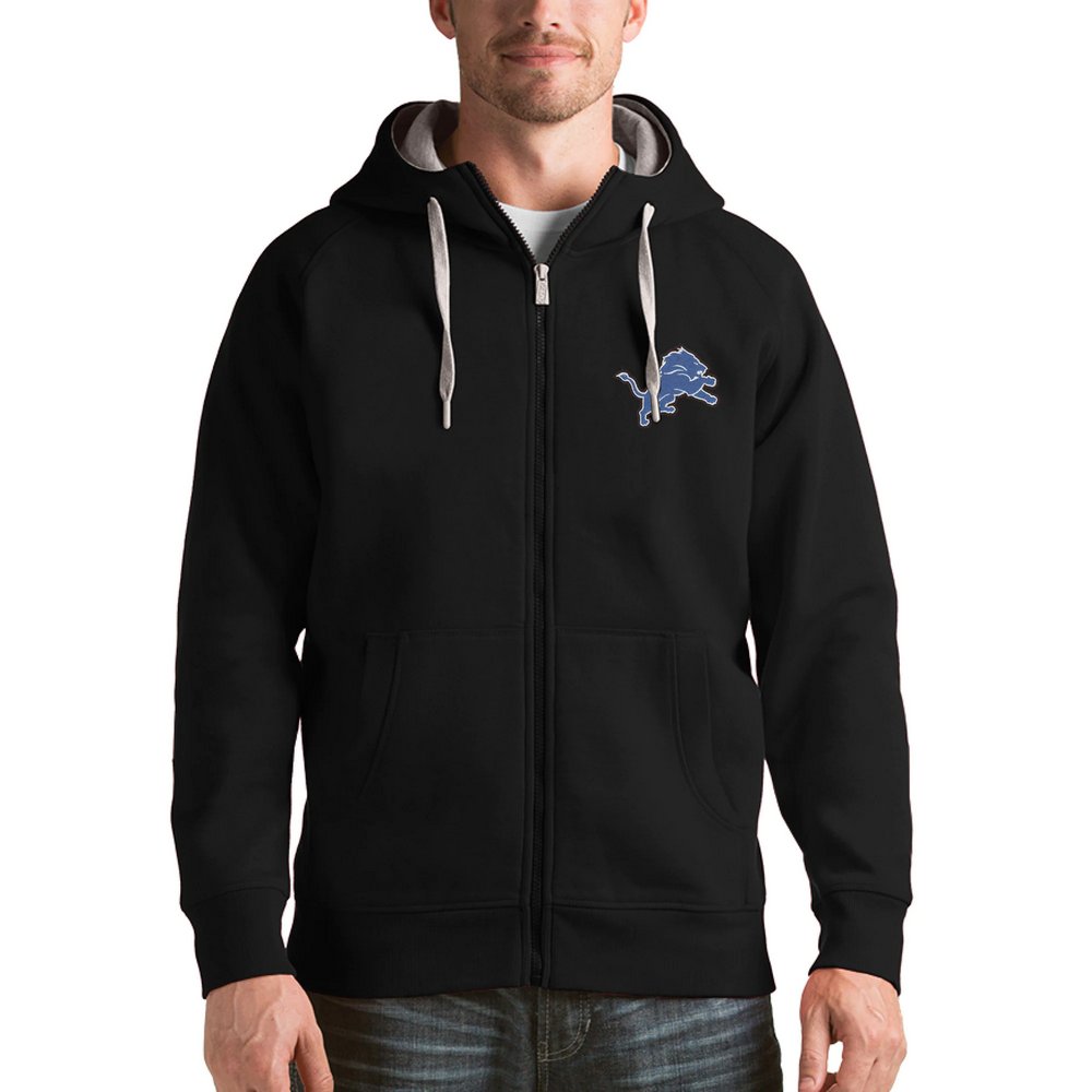 Detroit Lions Antigua Victory Full-Zip Hoodie - Black