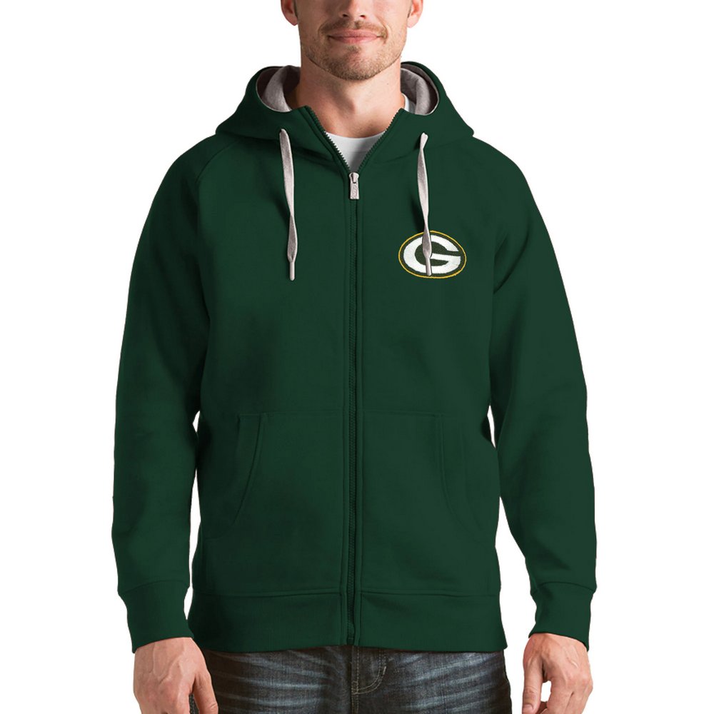 Green Bay Packers Antigua Victory Full-Zip Hoodie - Green
