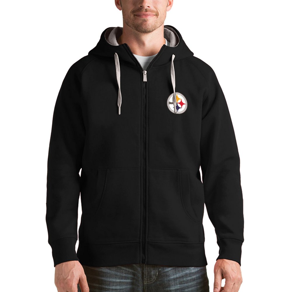 Pittsburgh Steelers Antigua Victory Full-Zip Hoodie - Black