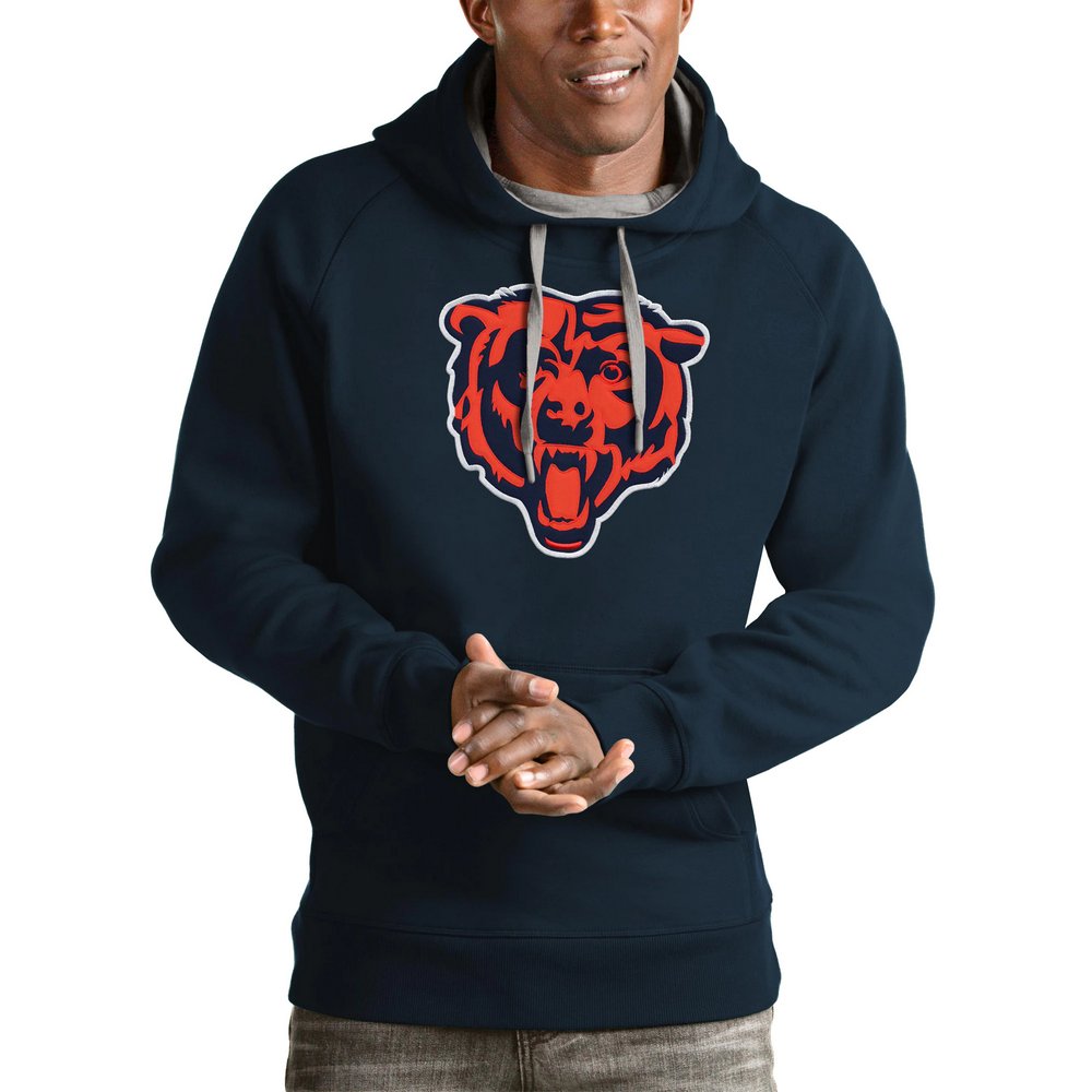 Chicago Bears Antigua Victory Pullover Hoodie - Navy