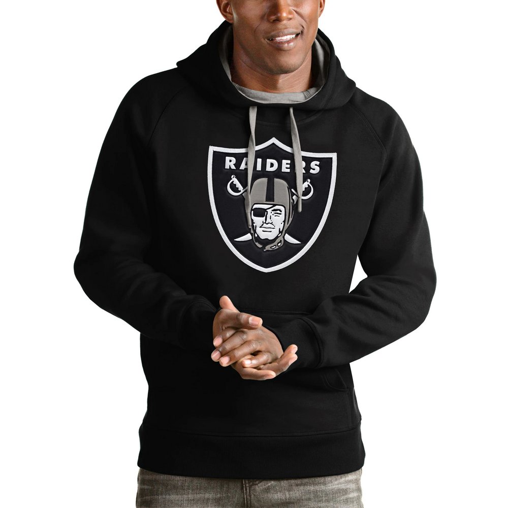 Las Vegas Raiders Antigua Victory Pullover Hoodie - Black